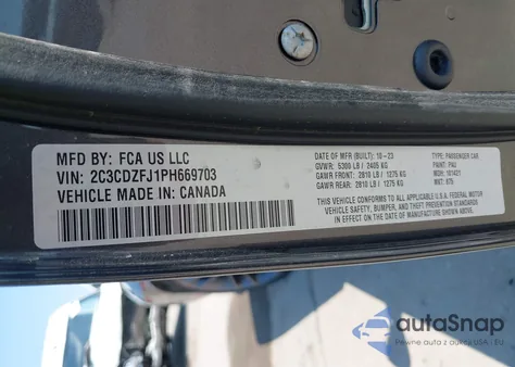 2023 Dodge Challenger R/T Scat Pack from USA, damaged, VIN 2C3CDZFJ1PH669703